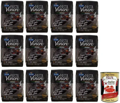 Produktbild von 12x Riso Scotti Pasta Venere Fusilli 400g, Pasta aus Vollkornreismehl + Italian Gourmet Polpa 400g gratis
