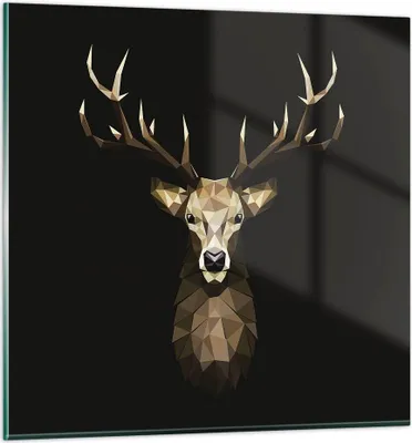 Produktbild von Bilder auf glas - Einteilig - Geometrisch Hirsch Modern - 50x50cm - Glasbilder - Wandbilder - Bilder - zum Aufhängen bereit - Wanddekoration aus Glas - Glas Bilder - Wandbild auf Glas - GAC50x50-4215