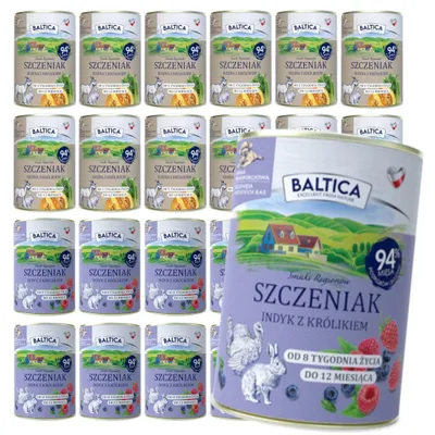 Zdjęcie produktu dla Baltica 24x400g Bezzbożowa Mokra Karma Dla Szczeniąt Mix 2 Smaków