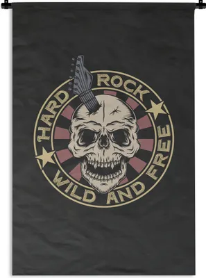 Produktbild von MuchoWow® Wandteppich Wandbehang Totenkopf - Gitarre - Vintage 120x180 cm Tapisserie Dekoration Wandtuch - Schlafzimmer - Dekorationen für das Haus