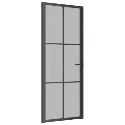 Immagine prodotto di Porta Interna 83x201,5 cm Nero Opaco Vetro e Alluminio