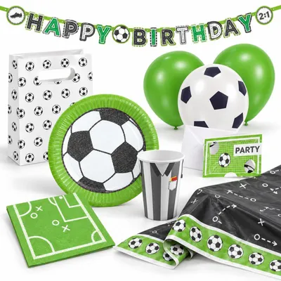 Produktbild von Amscan Partyset Fußball 60-teilig mit Einladungskarten und Tischdecke