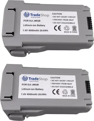 Produktbild von 2x Trade-Shop Li-Ion Akku 7,4V / 4000mAh kompatibel mit DJI Mini 3, Mini 3 Pro, Mini 4 ersetzt JMI3B, BWX162 / Zubehör für Drohne