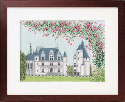 Image de Olympus Paquet de broderie au point de croix "Chenonceaux", motif à compter, 23,4x32,5 cm