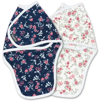 Obrázek produktu pro Bellochi Swaddle MiMi Pucksack Baby 0-3 měsíce - 2 Set Pucker Ručník dítě 0-3 měsíce - měkká a něžná 100% certifikovaná bavlna - květiny FLORAL