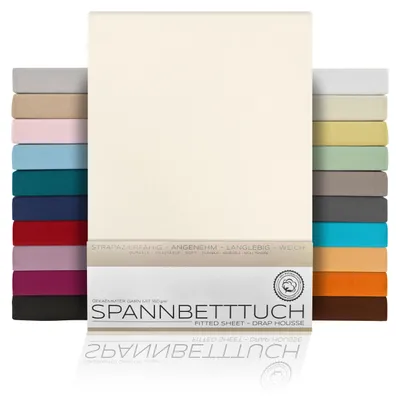 Zdjęcie produktu dla Prześcieradło z bawełny premium, gładkie, 160 g/m², 140x200 cm, kolor: kość słoniowa, przeznaczone do materacy typu topper