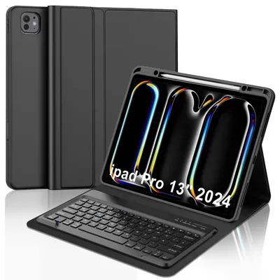 Produktbild von Hülle mit Tastatur für Pro 13 Zoll M5 2025 M4 2024 Deutsches QWERTZ Layout Magnetisch Abnehmbare Bluetooth QWERTZ Tastatur für Pro 13 Zoll M5 M4 Schwarz