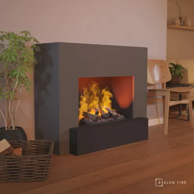 Produktbild von GLOW FIRE Elektrokamin 'Hauptmann' | Wasserdampf Kamin mit OMC 500 inkl. Holz in grau | HxBxT: 90x110x35 cm
