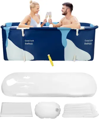 Immagine prodotto di Vasca da bagno portatile pieghevole, in plastica, dimensioni 140 x 60 x 55 cm, ideale per l'uso in giardino e in campeggio