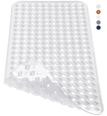 Image de Tapis de bain antidérapant, extra long, avec ventouses, 88 x 40 cm, transparent