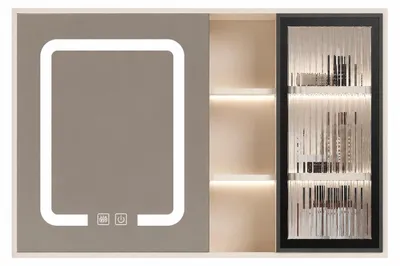 Image de Armoire miroir LED salle de bain kaki - 80 cm - CYLIA
