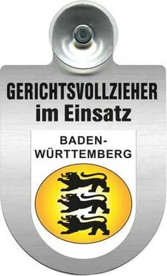 Produktbild von Einsatzschild Windschutzscheibe incl. Saugnapf - Gerichtsvollzieher im Einsatz - 309744 - incl. Regionen nach Wahl Color - Region Baden-Württemberg