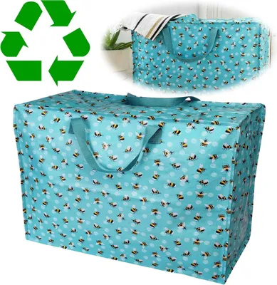 Produktbild von LS-LebenStil XXL Jumbo Bag Bumblebee Türkis 55cm ️ Recycled faltbar Einkaufstasche Unterbettkommode Aufbewahrungstasche Kleidung Bettdecken Kissen
