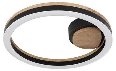 Immagine prodotto di Plafoniera LED, metallo, nero, effetto legno, D 30 cm
