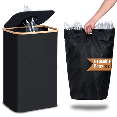 Pfandflaschensammler 100 l mit Deckel und Tragetaschen