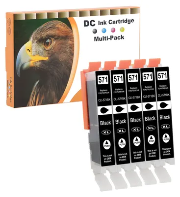 Produktbild von D&C 5X Schwarz XL Druckerpatronen Kompatibel für Canon CLI-571 BK für Canon PIXMA TS5053 TS5055 TS6050 TS6051 TS6052 TS8050 TS8051 TS8052 TS8053 TS9050 TS9055 MG5750 MG5751 MG5752 MG5753 MG6800