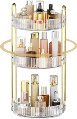 Produktbild von Make Up Organizer, Kosmetik Makeup Organizer, Skincare Schminktisch Organizer Aufbewahrung 3 Ebenen für Schlafzimmer, Küche, Bathroom