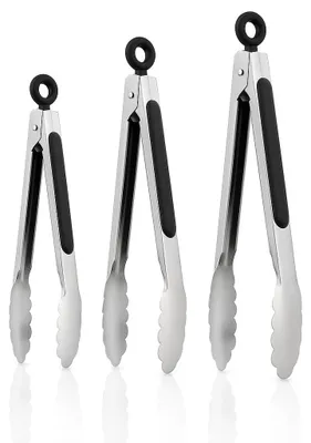 Produktbild von Set aus 3 Küchen- und Grillzangen mit Silikongriffen