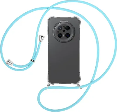 Produktbild von Handykette Backcover-Schutzhülle mit Band (Metall silberfarben) für Huawei Mate 70 - himmelblau