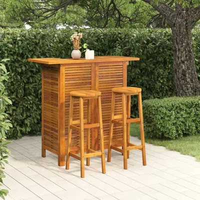 Produktbild von "2026 Promotion" 3-tlg. Gartenbar-Set Massivholz Akazie - Gartenmöbelset CC5003