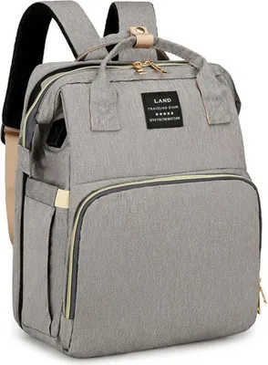 Produktbild von Faltbares Babybett, Multifunktionalem Mama Rucksack, Großes Outdoor Baby Wickeltasche Tragetasche Diaper Backpack, Stylisch & Praktisch, Grau