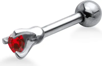 Produktbild von Ohrring Helix Ohrpiercing 925 Sterling Silber mit Zirkonia in verschiedenen Farben Verschlusskugel - 4 mm Farbe - Rot