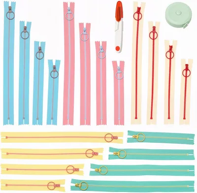 Productafbeelding van Naadverbindingset, 20-delig, 15-30 cm, 5 kleuren, met ringtrekkers, voor naaiprojecten