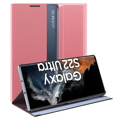 Image de Etui Samsung Galaxy S33 Ultra, étui mince en cuir avec fenêtre et support pour Galaxy S33 Ultra Rose