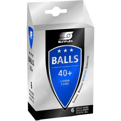 Produktbild von 6 Sunflex Tischtennisbälle 3 Stern  TT-Plastikbälle Tischtennis Ball