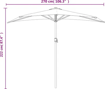 Produktbild von vidaXL Balkon-Sonnenschirm Alu-Mast Bordeauxrot 270x144x222cm Halbrund