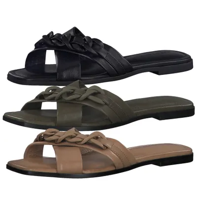 Produktbild von Tamaris Damen Pantoletten Leder Clogs 1-27101-28, Größe:37 EU, Farbe:Schwarz