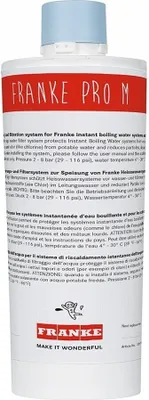 A product shot of a Franke water filter bottle.