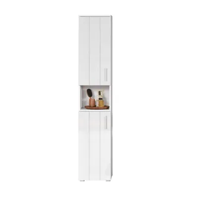 Image de Wons armoire haute pour salle de bain brillant blanc.