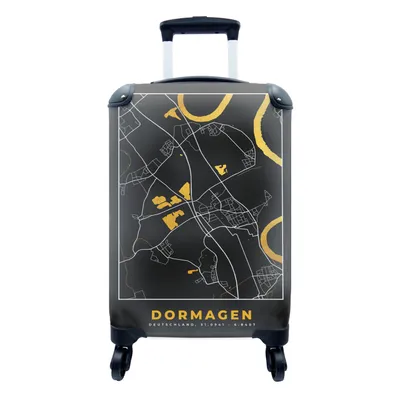 Produktbild von MuchoWow® Koffer Handgepäck Trolley Rollkoffer Kleine Reisekoffer mit 4 Rollen - Stadtplan - Deutschland - Gold - Dormagen - Karte - Cabin Size < 55x40x23 cm & 55x40x20 cm - Fotokoffer - Kabinenkoffer - Boardgepäck - Reise-Box - Reisekoffer - Reisegepäck - Koffer mit Bild - Trolley für Kinder