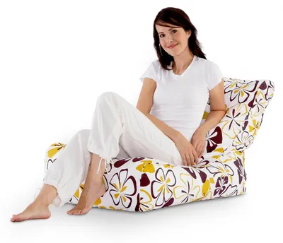 Productafbeelding van Smoothy zitzak loungestoel Hawaii Edition, 85 x 85 x 70 cm, hoes van 100% katoen, afneembaar, ergonomische beanbag fauteuil