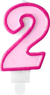 Produktbild von Geburtstagskerze Zahl 2, rosa, 7cm