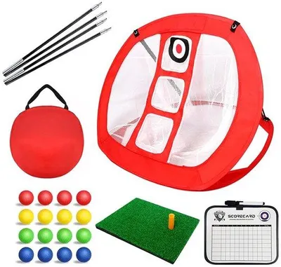 Immagine prodotto di Set di reti per l'allenamento del golf - Rete per il chipping - Pieghevole e trasportabile - Rete per l'allenamento del golf - Ideale per principianti ed esperti - Design compatto