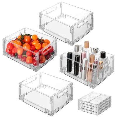 Aufbewahrungsboxen, transparent, stapelbar, BPA-frei, 4 Stück
