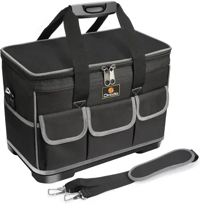 Produktbild von Werkzeugtasche wasserdicht 40 x 23 x 28 cm, schwarz, verstellbarer Schultergurt, für Handwerker