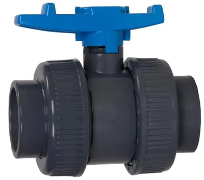 Produktbild von Pondlife PVC Kugelhahn 2 Wege AF Klebemuffe - blauer Griff : 50mm