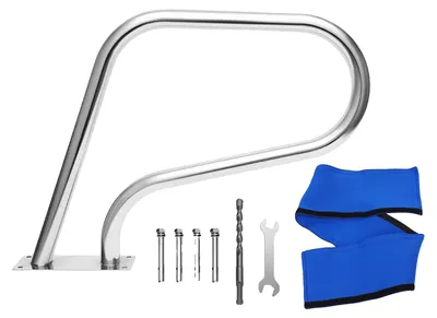 Produktbild von Poolhandlauf, U-förmiges Design, rutschfeste Griffabdeckung, Silber