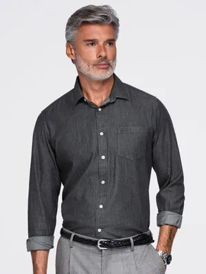 Produktbild von Ombre Jeanshemd für Herren schwarz XXL