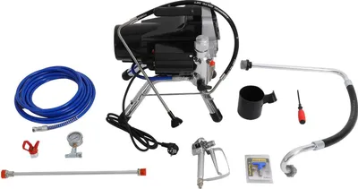 Obrázek produktu pro Stříkací pistole 3300 PSI – elektrický vysokotlaký airless systém pro stříkání barvy, 1800 W – hadice 8 m – stříkací tryska 50 cm – pro stěny, nábytek, ploty, dveře – černá