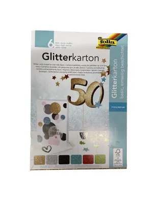 Image de Bloc de carton pailleté Basic 17.4x24.5cm 6 feuilles assorties