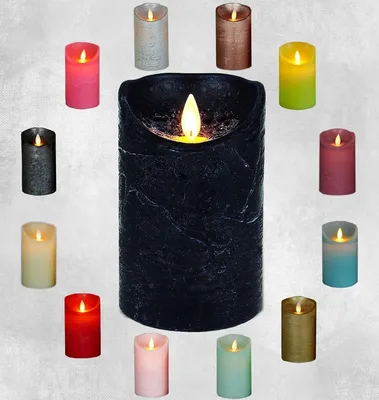 Produktbild von Kerze Antique bleu Wax Rustic Moving Flame 7,5X12.5Cm 3Xaaa/Zeitschaltuhr
