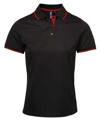 Produktbild von Premier - "Coolchecker" Poloshirt für Damen LT3122 (S) (Schwarz/Rot)