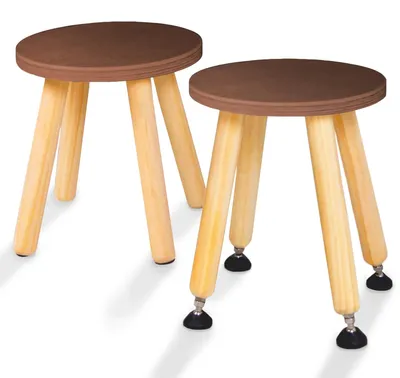 Produktbild von Holztritt für Kinder - Set aus 2 mit verstellbaren Beinen - Walnussfarbe