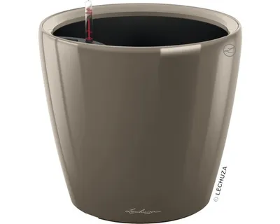 Obrázek produktu pro Plastový samozavlažovací květináč Lechuza Classico Color LS Ø 22 x 20,5 cm taupe včetně zavlažovacího systému, vložky na rostliny, substrátu a ukazatele hladiny vody