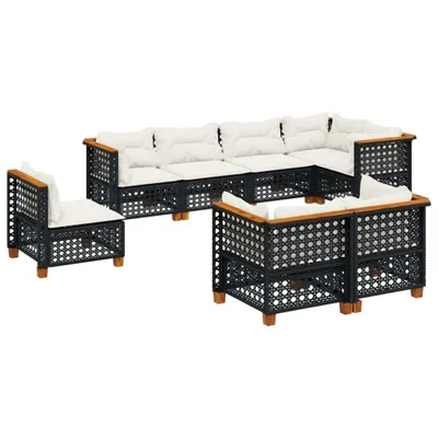Produktbild von 8-tlg. Garten-Sofagarnitur mit Kissen Schwarz Poly Rattan