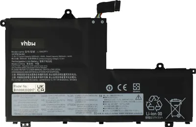 Produktbild von vhbw Akku Ersatz für Lenovo SB10W67421, L19M3PF1, SB10W67288, SB10V25244 für Notebook (3200 mAh, 11,4 V, Li-Polymer)